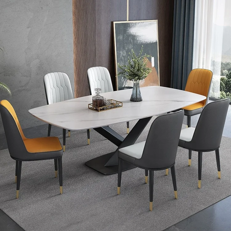 Italy Design Banquet Concrete Stone Top Commercial Rectangle Marble Dining Table Set 10seater Dining Table Decoration