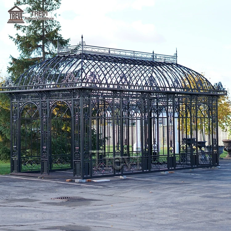 Outdoor wedding antique big cast iron metal wrought gazebo with steel roof