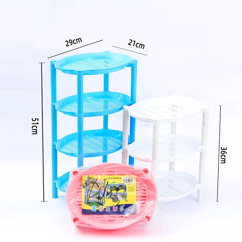 Drainable Assemblable Plastic 3 layers Storage Rack for Kitchen and Bathroom Storage