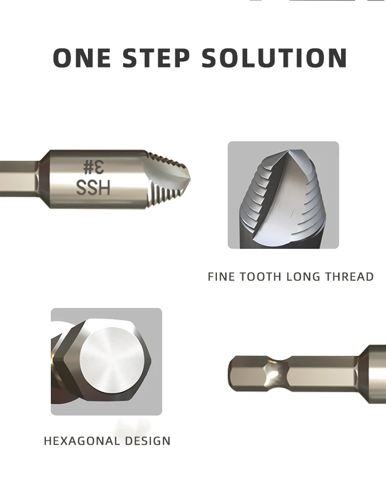 wholesale Double Side Drill Out Damaged Screw Extractor  Kit 4pc #1 #2 #3 #4 With Case