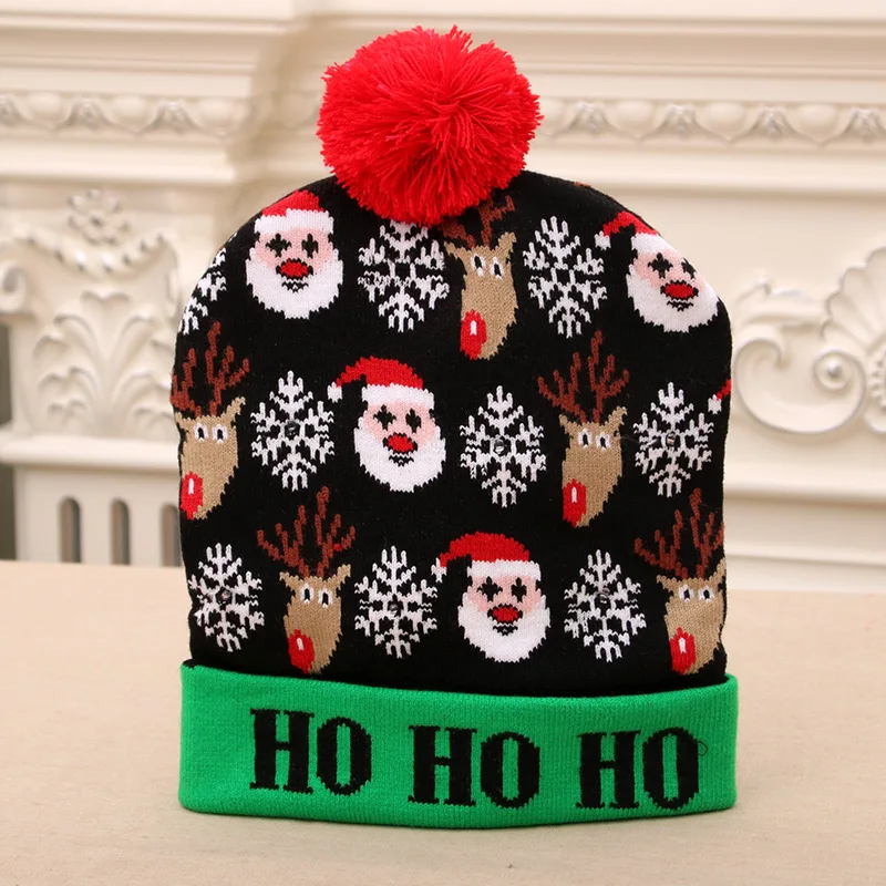 MB1 2024 Design LED Christmas Sweater Hat Light up Xmas Beanie Knitted Cap Unisex Winter Hat Christmas Hats