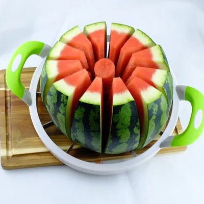 wholesale low MOQ High quality stainless steel fruit Kitchen tools watermelon slicer melon cutter Comfort Silicone Handle