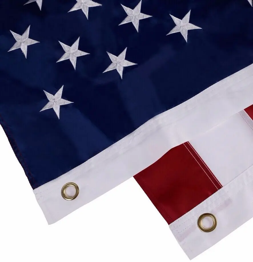 American Flags 3x5 for Outside USA US Flag Deluxe Embroidered Stars Duty Durable Flags Vivid Color Sewn Stripes Brass Grommets