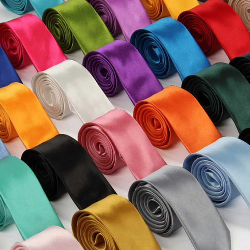 Wholesale 24 Color 5CM Slim tie Solid Color Sage Green Polyester Narrow Skinny Neckties For Man