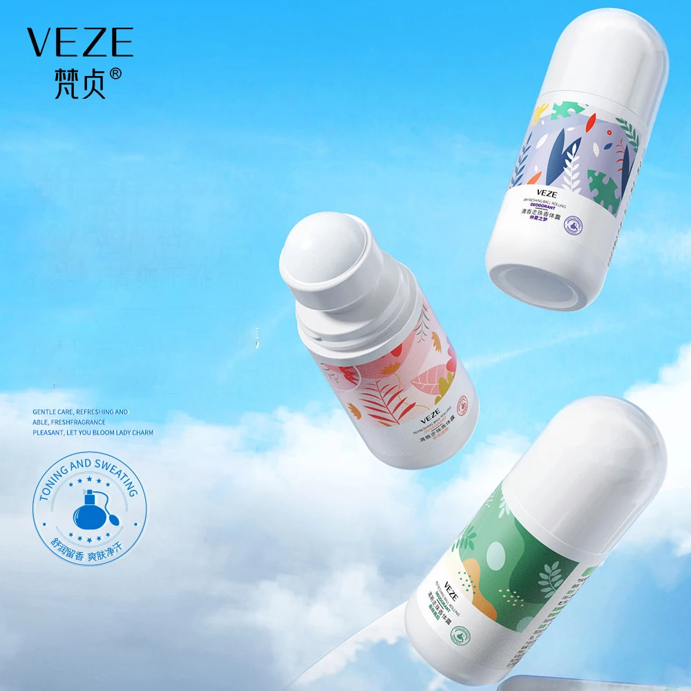 Фирменная торговая марка OEM VEZE, 50 мл, травяной натуральный аромат синего лотоса, долговечный, горячий летний уход за кожей, роликовый дезодорант