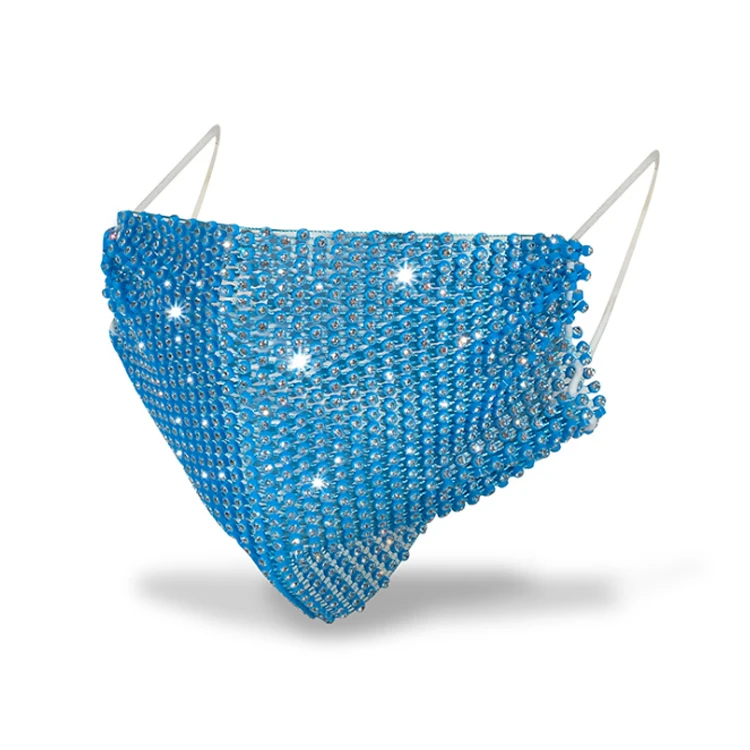Sparkly Rhinestone Mesh Mask Gold Bling Crystal Face Mask Breathable Adjustable Masquerade Nightclub Masks Jewelry for Girls