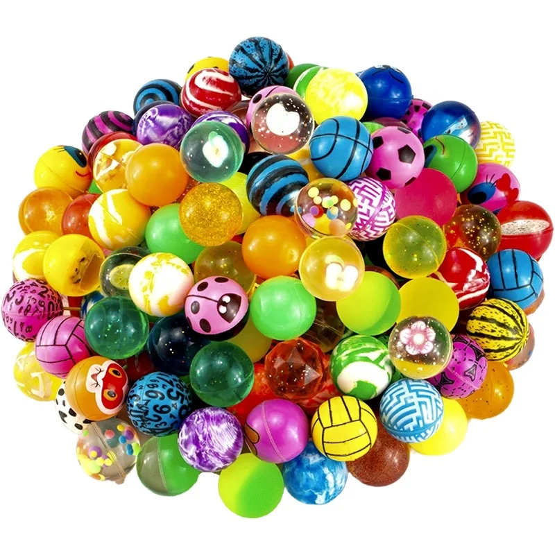 Factory Supply Kids Toy Solid 32mm Bouncing Rubber Ball Stress Ball with Custom Logo Printing Cheap Capsule Machine Toy Children