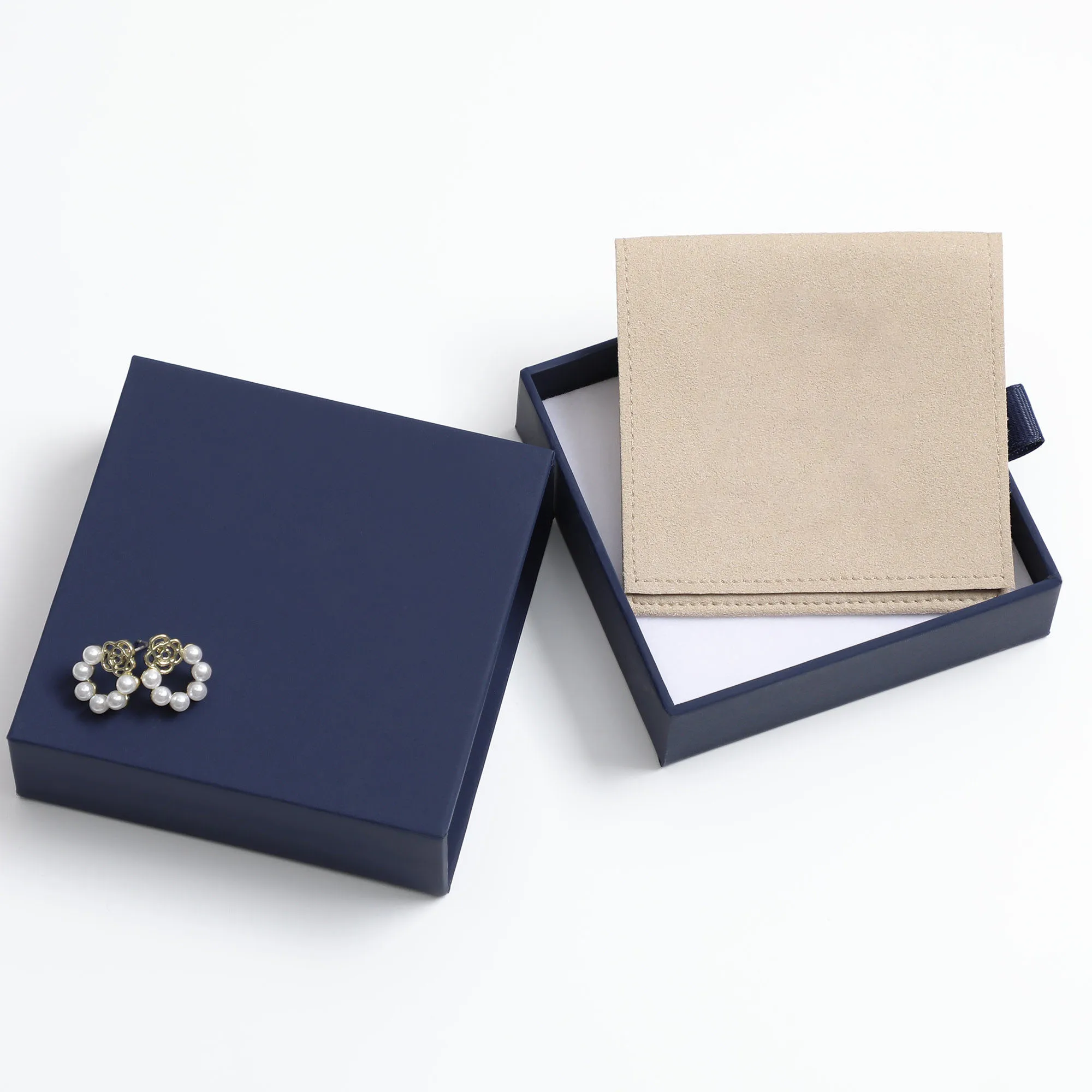 Printed Personalized Logo Jewel Case Packing Cardboard Lid and Base Box Jewelry Box for Earring Necklace Gift Packaging