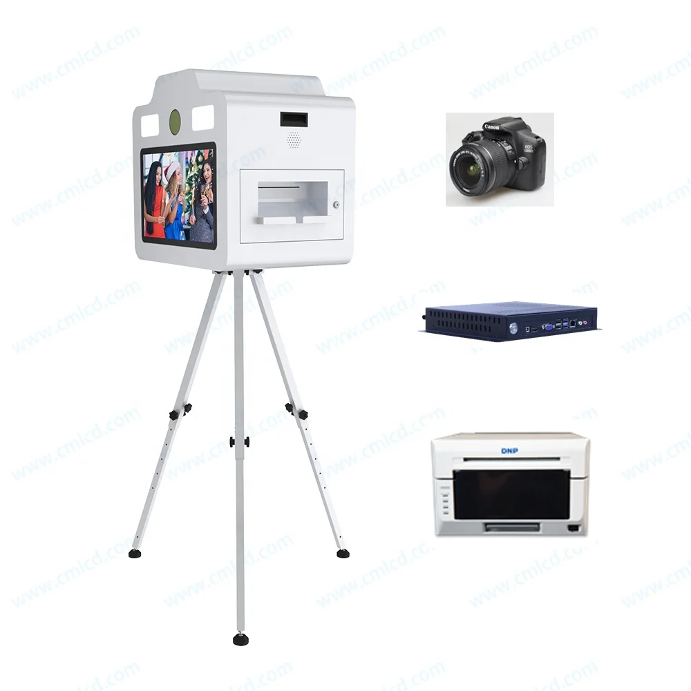 21.5 inch Touch Screen LCD Monitor Magic Photo Booth with Fill Light Fashion Selfie Photo Booth DSLR Selfie Photo Booth