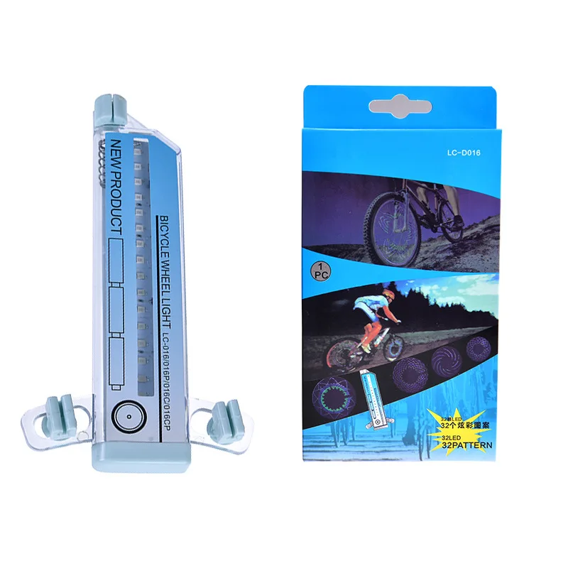 Colorful 16 LED Tire Wheel Bicycle Light Waterproof LED Spoke Warning Front Light with Battery Power Plastic Frame Mounting