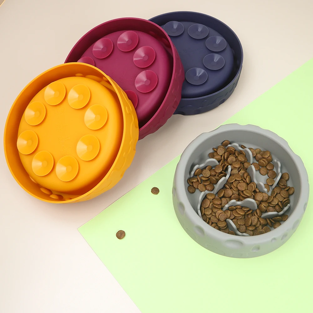 Custom Non-Slip Anti Choking Dog Eating Slow Feeder Pet Silicone Bowl Food Dog Bowl