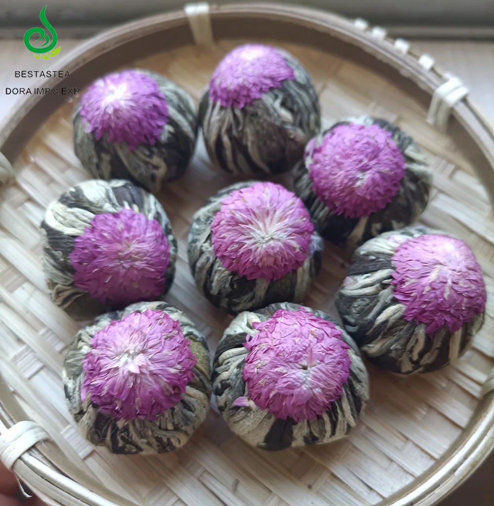 Chinese Handcrafted Art Mini Flowering White Tea Globe amaranth Herbal Flower Blooming Tea Balls Bulk