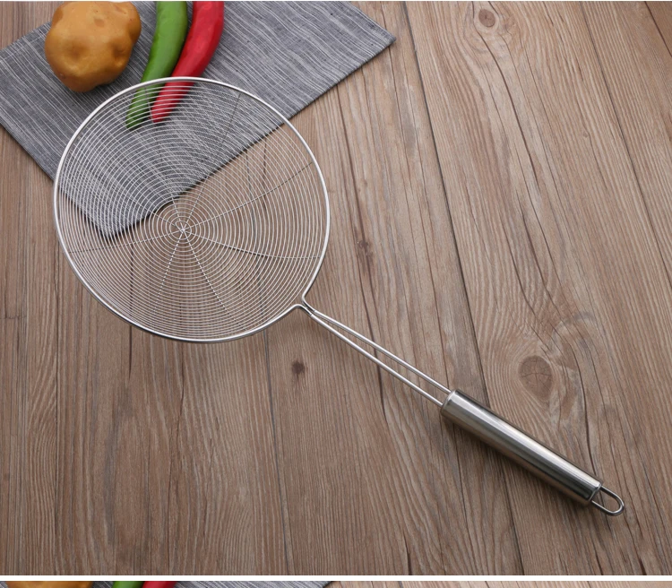 Frying Cooking Oil Draining Skimmer Kitchen Food Skimmer Stainless Steel  Strainer