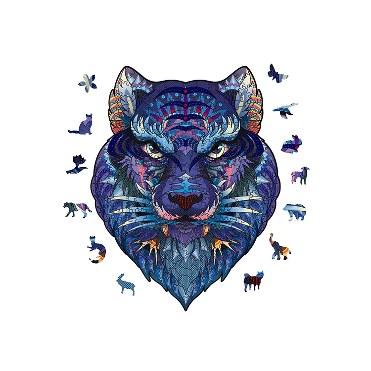 Autism montessori cool lion unique shape 3D wooden puzzle kids toy for ADD, ADHD