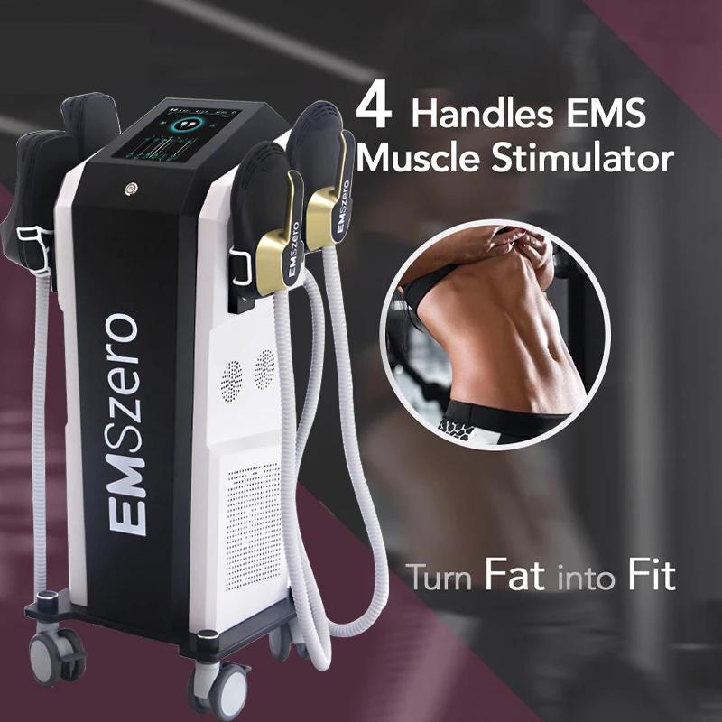 Factory supply electronic stimulator for muscle belt 4 handles rf ems stimulator body vibro massager pads home salon use