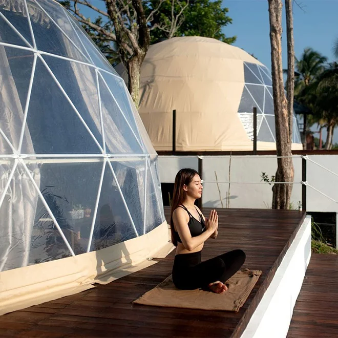 6m Outdoor Waterproof Hotel Resort Geodesic Dome Tent For Camping