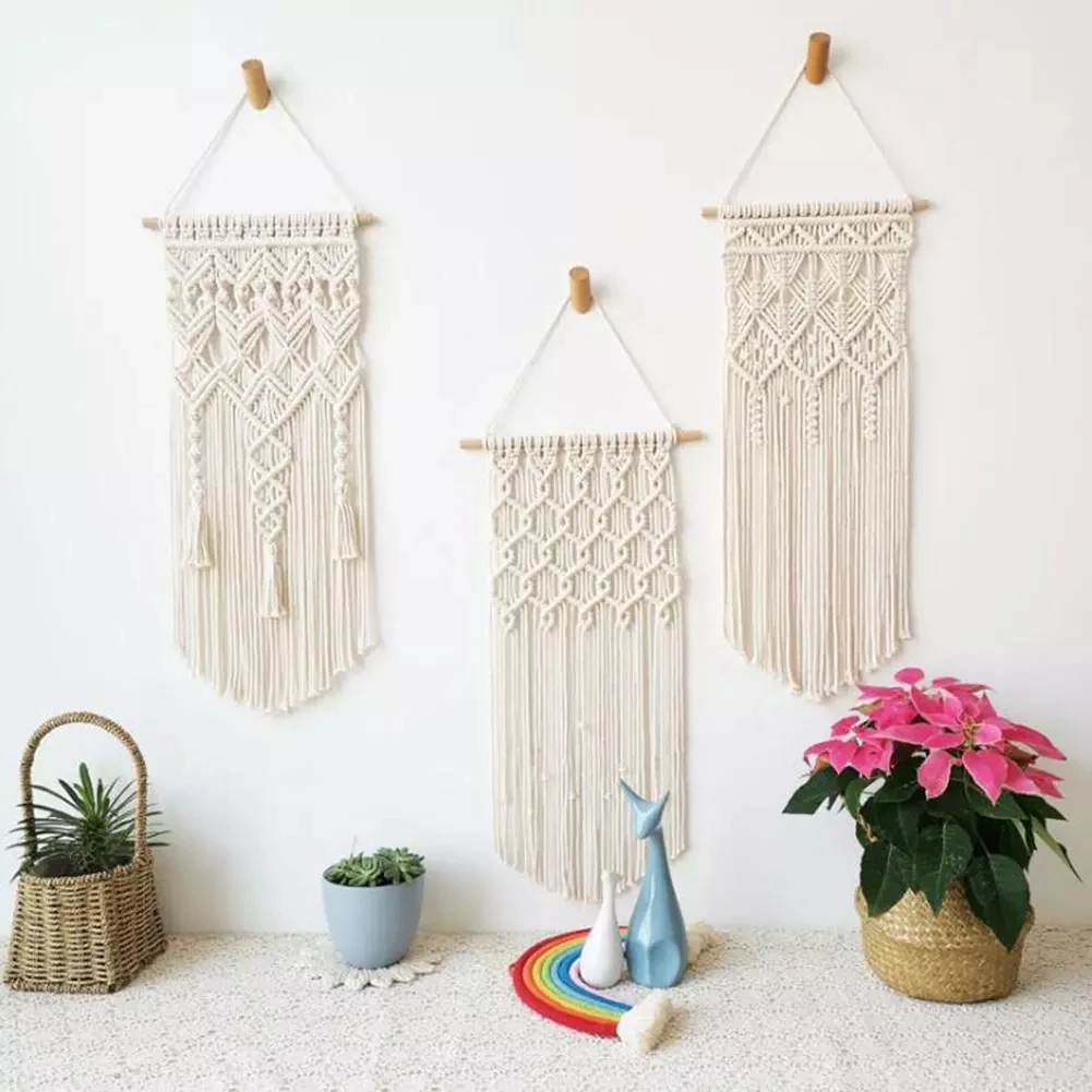 Artilady Macrame Boho Tapestry Wall Hanging Hand-woven Home Decoration Accessories Nordic Art Tassel Apartment Dorm Room Decor
