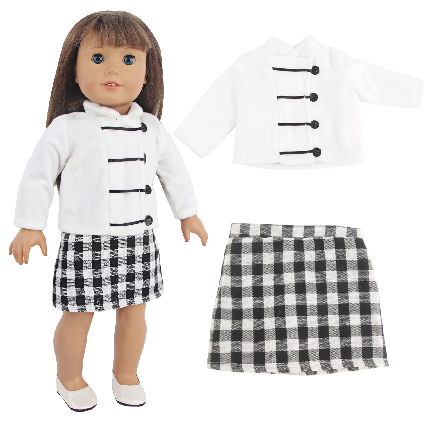College Style Skirt Two-Piece Set Reborn Doll Clothes For 18 Inch Girl Outfits Accessory