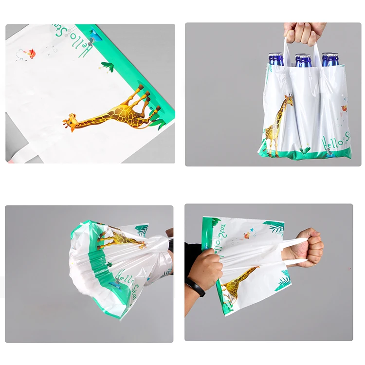 Floral Plastic Shopping Bags Retail Gift Bags With Loop Handle For Customers Boutique Parties Clothing  Packing Favors Goodies