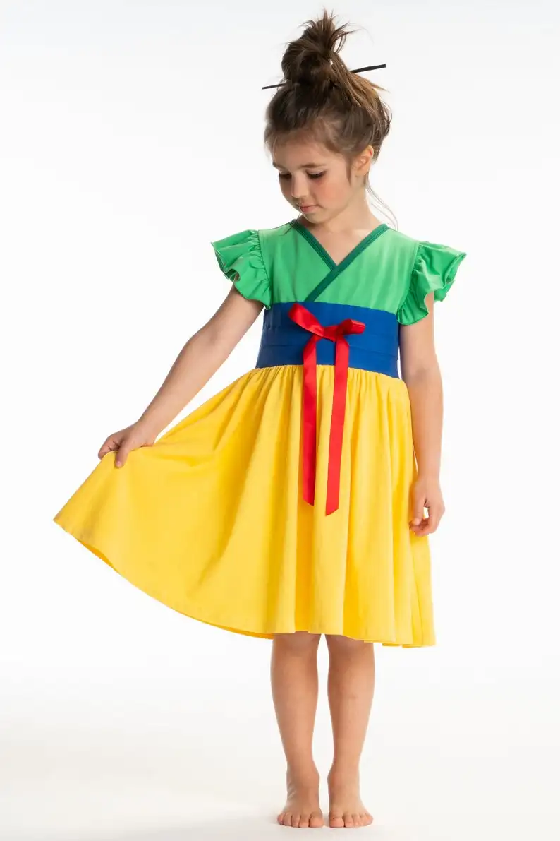 NEW Kids Asian Princess Dress Up Baby Costume Child Mulan Sparkle Classic Girls Clothing D74