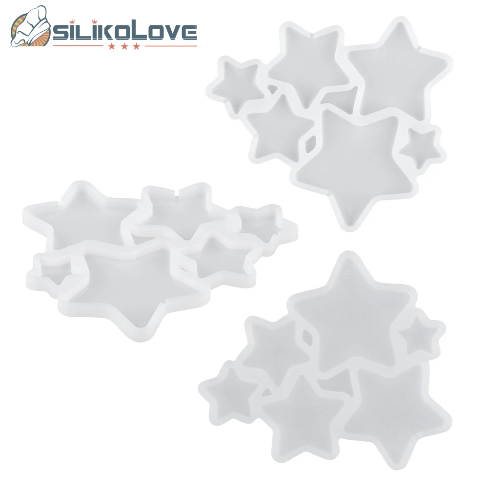 6 cavity multi size star shape silicone molds resin making DIY  lollipop molds
