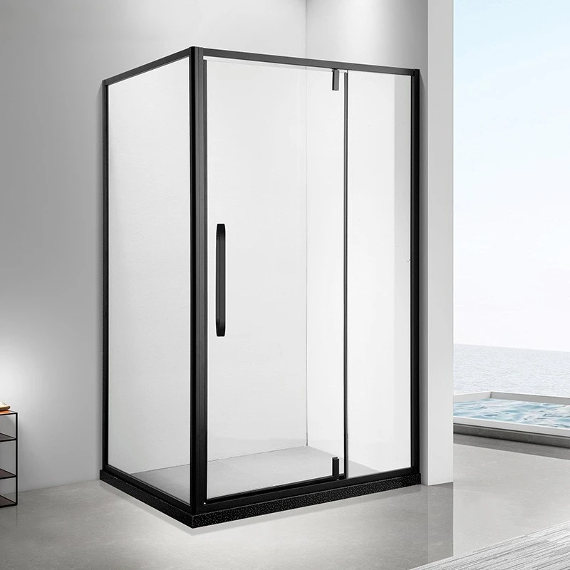 Premium Customizable Black Rotating Shower Screen Door  304 Stainless Steel Integrated Shower Room