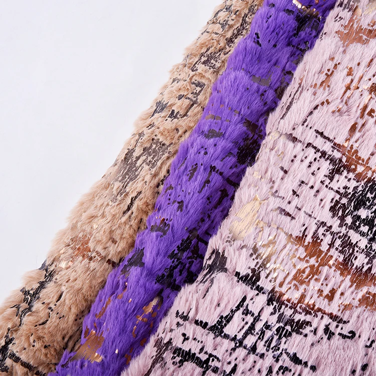 2023 Popular Selling Thick Warm Wrap Knit Luxury Foil Faux Rabbit Fur 100% Polyester Fabric for coat