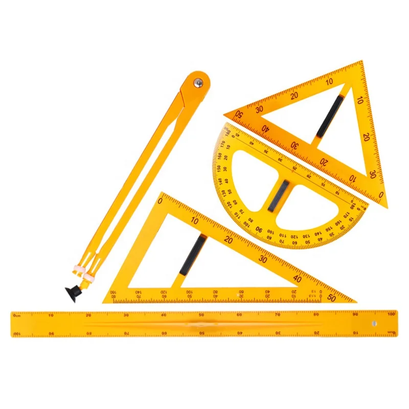 Magnetic Triangle Ruler Set Large Protractor Compass Straight Ruler Mathematics Square Set