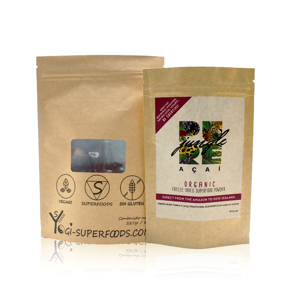 Resealable Ziplock Biodegradable Kraft Paper Bag Eco