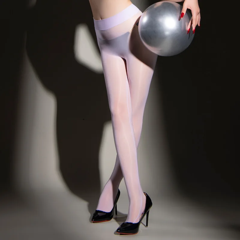 New 6D ultra-thin oiled silk stockings with 360 seamless crotch and pantyhose with horse oil style open crotch large size