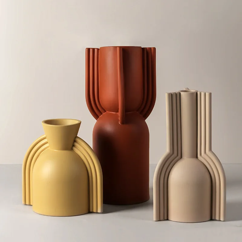 Customize Geometry Ceramic Vase Fashion Art Porch Model Living Room Creativity Nordic Home Decoration Flower Holder Vases