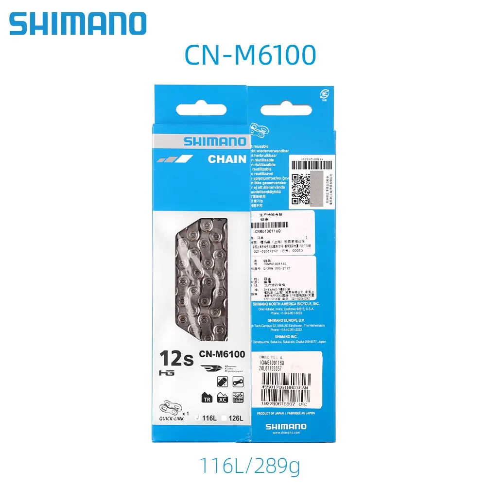 Original Japan Shimano Deore/XT/XTR road/MTB Bicycle chain CN-M6100/M8100/M9100 12S 116L/126L Box Chain Quick link 12V Chain