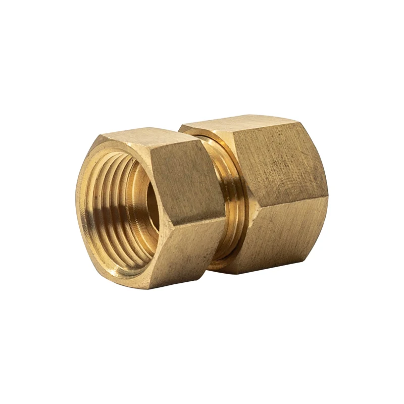 Brass Compression End Insert Hose Connector Fitting Brass Biconical Fitting With Stainless Steel Ring