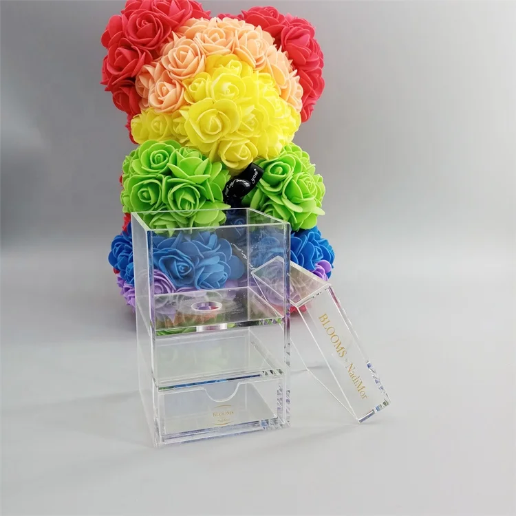 Hot sale square packaging box for exhibit luxury acrylic flower box with lid high quality gift exhibit box