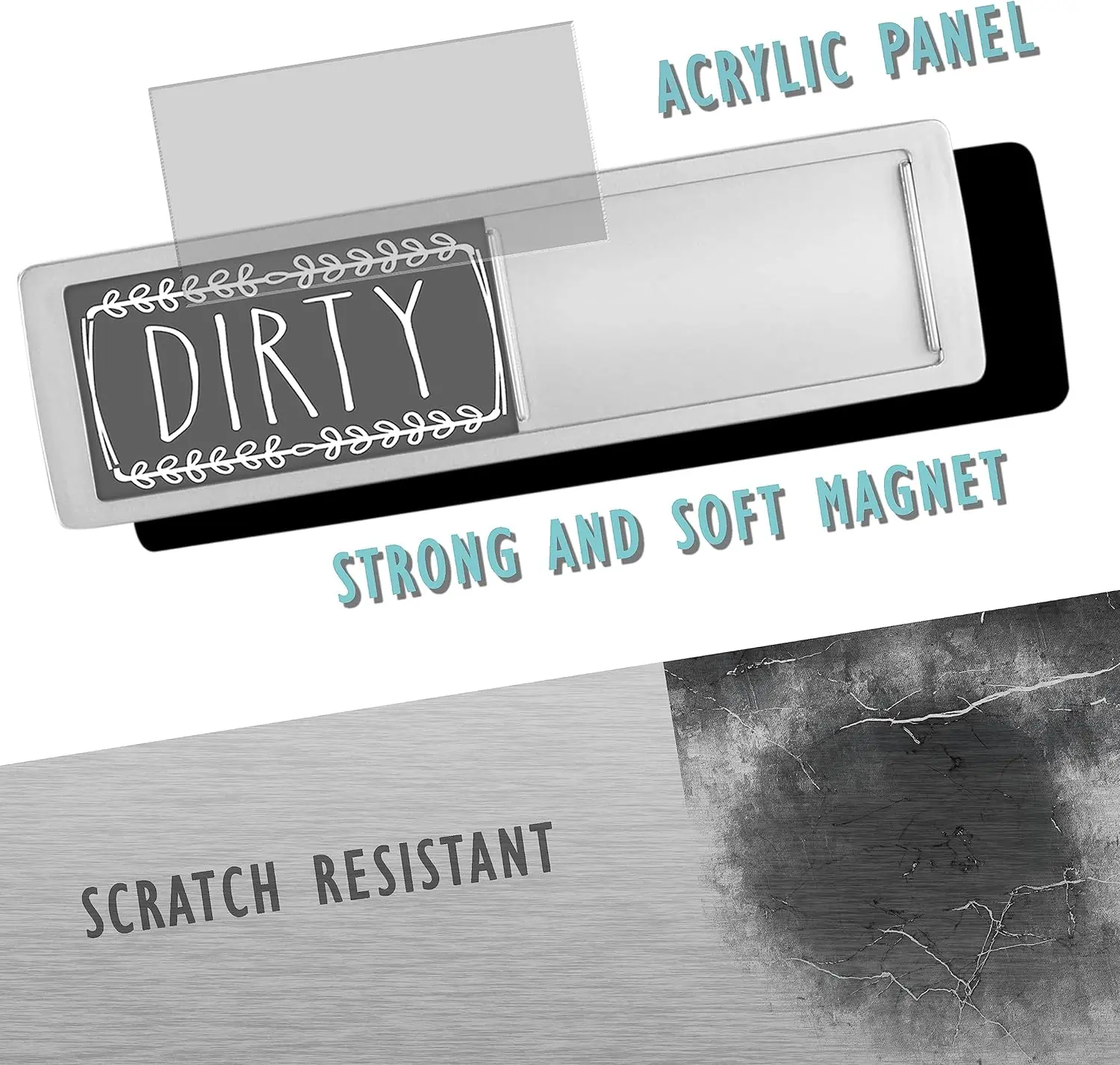 Dishwasher Magnet Clean Dirty Sign Large Text Easy to Read  Magnetic Indicator Kitchen Decor
