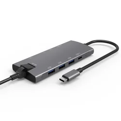 9 Port Type C USB Hub to RJ45 Gigabit Ethernet Dual USB C Docking Station For MacBook Pro Laptops USB Hub