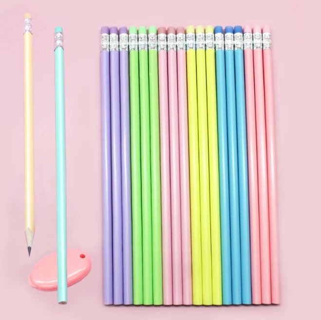 Wholesale Macaron Triangle Rod Sketch Painting Pen School Supplies HB Pencil With Eraser
