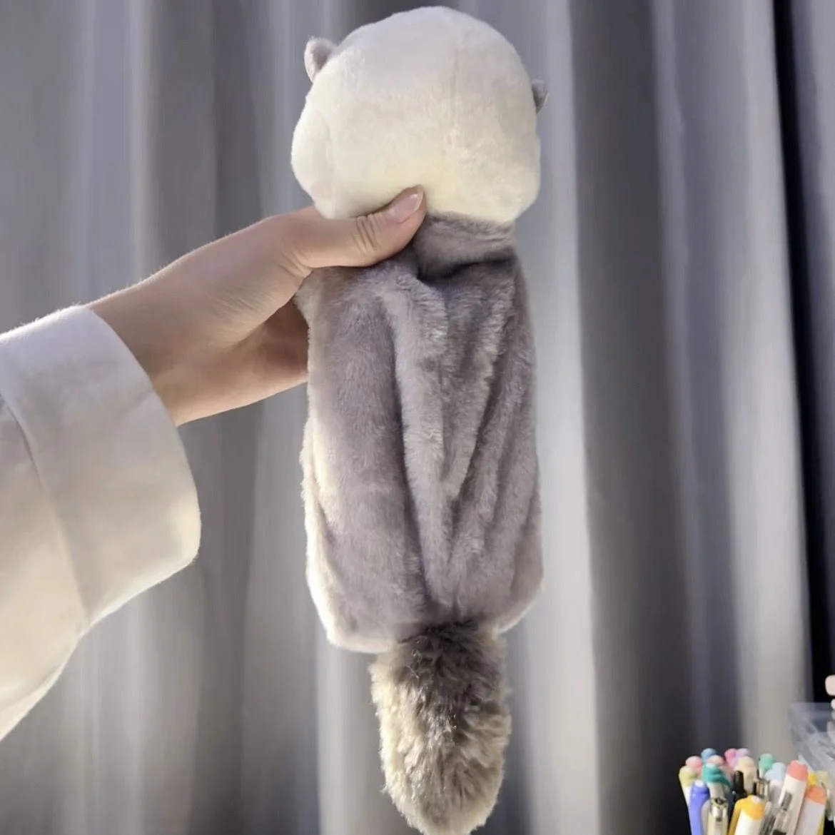 Custom Plush Sea Otter Pencil bag Pen Bag Small Objects Stationery Bag Cat plush toy stuffed animals Plush pen case for students
