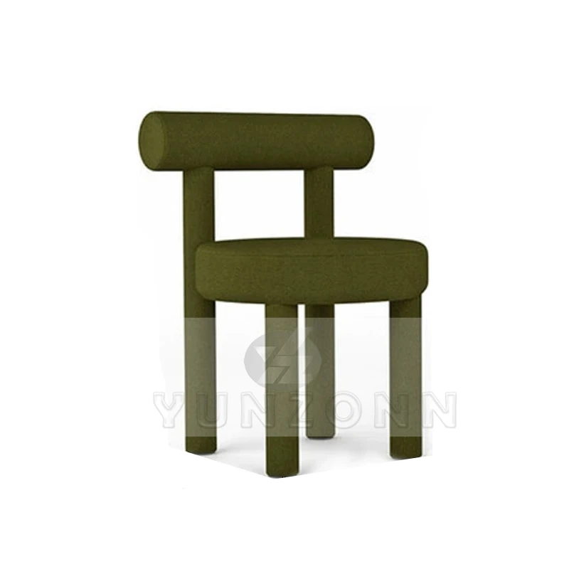 Modern Nordic Design Living Room Furniture Round Cafe Chair Customized Hotel Bedroom White Velvet Fabric Panda  Dining Chair