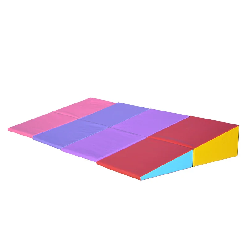 Factory direct Sale Folding Incline Gymnastics Mat Wedge Shape Gymnastics Gym Fitness Tumbling Pink