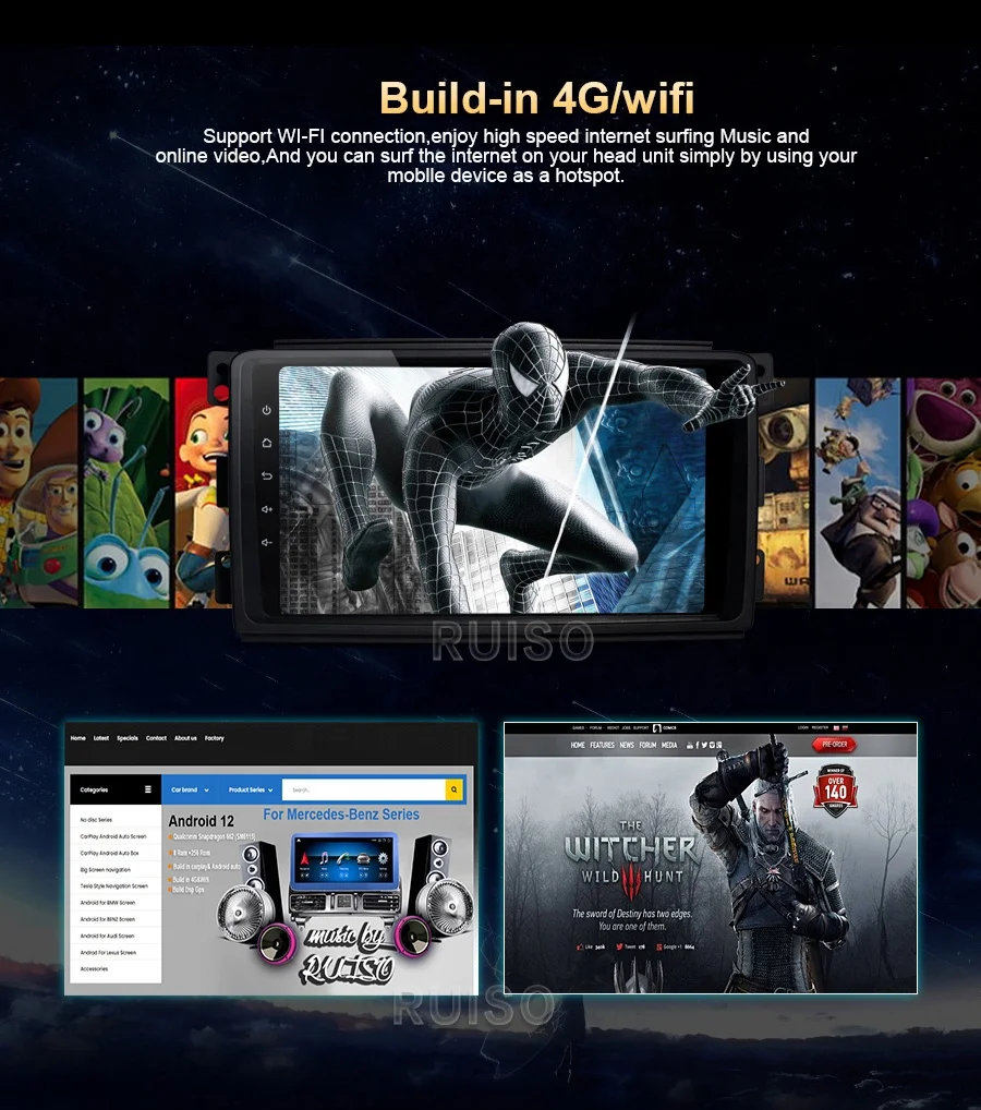 RUISO Car Radio Android Car Player For Toyota Corolla E130 E120 2000 Car GPS auto carplay Multimedia audio all in one stereo