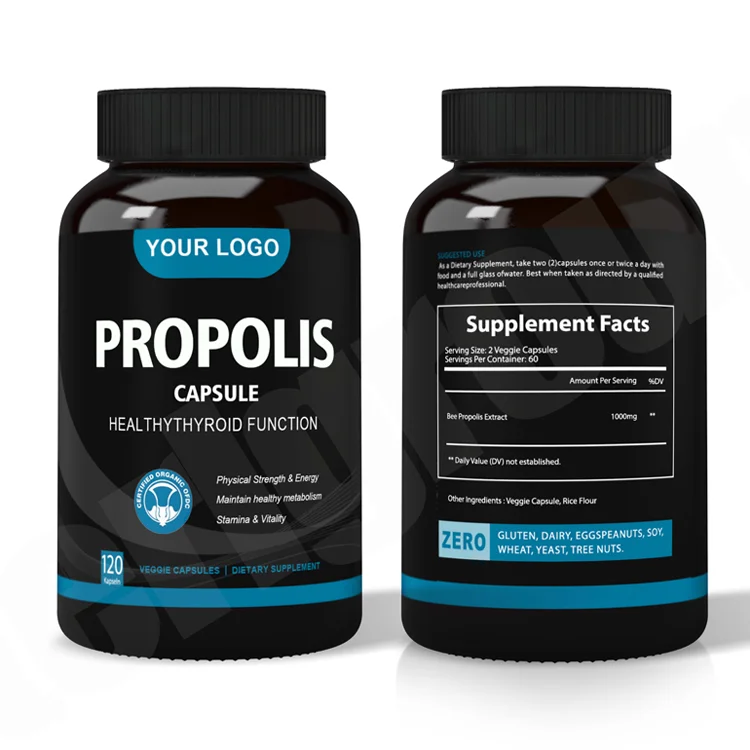 Best price OEM bee propolis softgel capsules 100% Natural 5:1 1000mg supplement bee propolis capsules