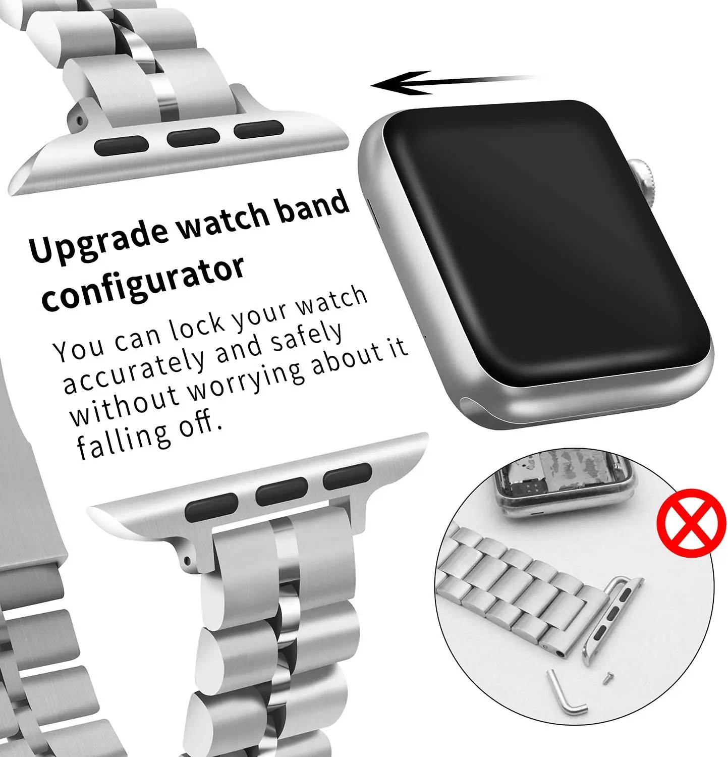 Лидер продаж сменный Браслет из нержавеющей стали для Apple Watch Стальные Ремешки серии 5/6/SE металлический