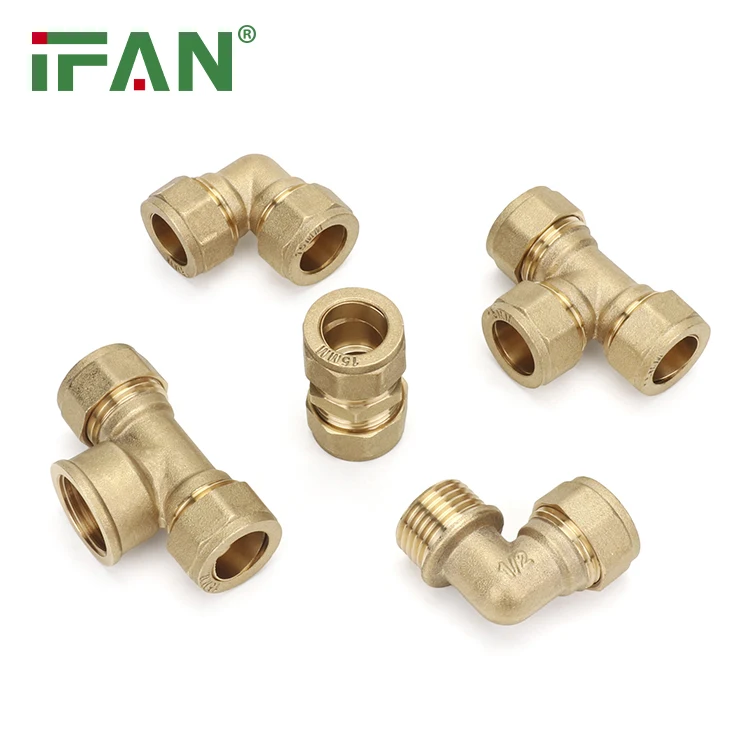 IFAN Hot Sale Brass Joint Plumbing Water Tube Connector Ferrule Brass Compression Fitting Copper Pipe Brass Fitting