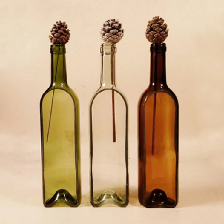 Wholesale Handmade Glass Candle Holder Half Cut Wine Bottles Wine Bottle Cutting Vase
