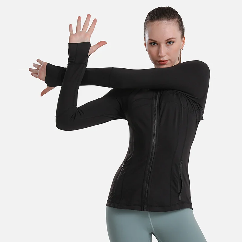 Lulu Women Jacket Fashion Spring and Autumn Tight-fitting Thin Sportswear Training Running Gym Yoga Solid Color Cardigan Jacket