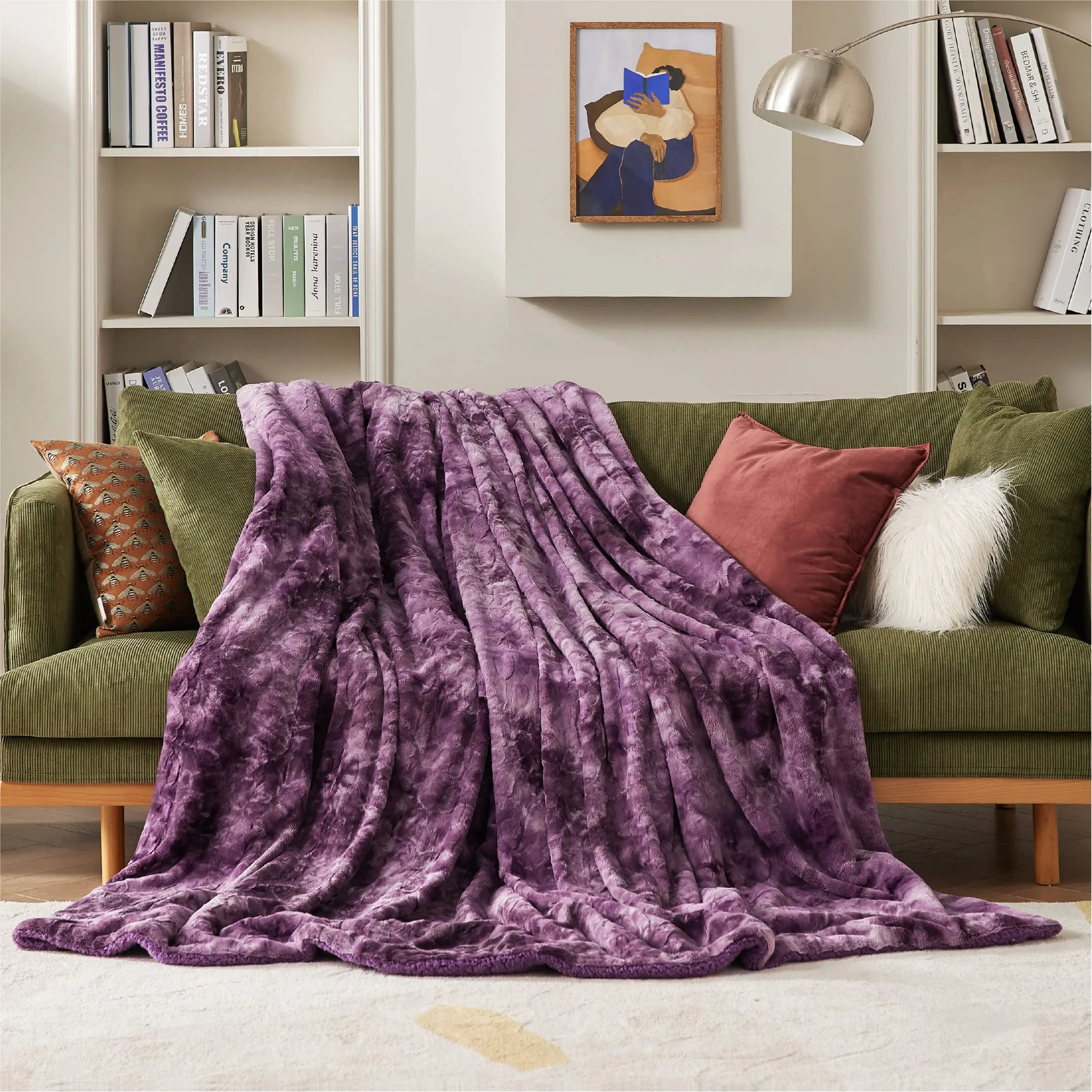 Wholesale Super Soft Faux Fur Throw Blanket for Couch Sherpa Fuzzy Plush Warm Wool Blanket for Sofa Bed
