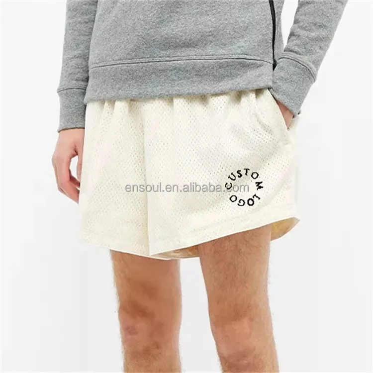 OEM Custom logo double layered high quality blank wholesale 5 inch inseam running mesh shorts for men