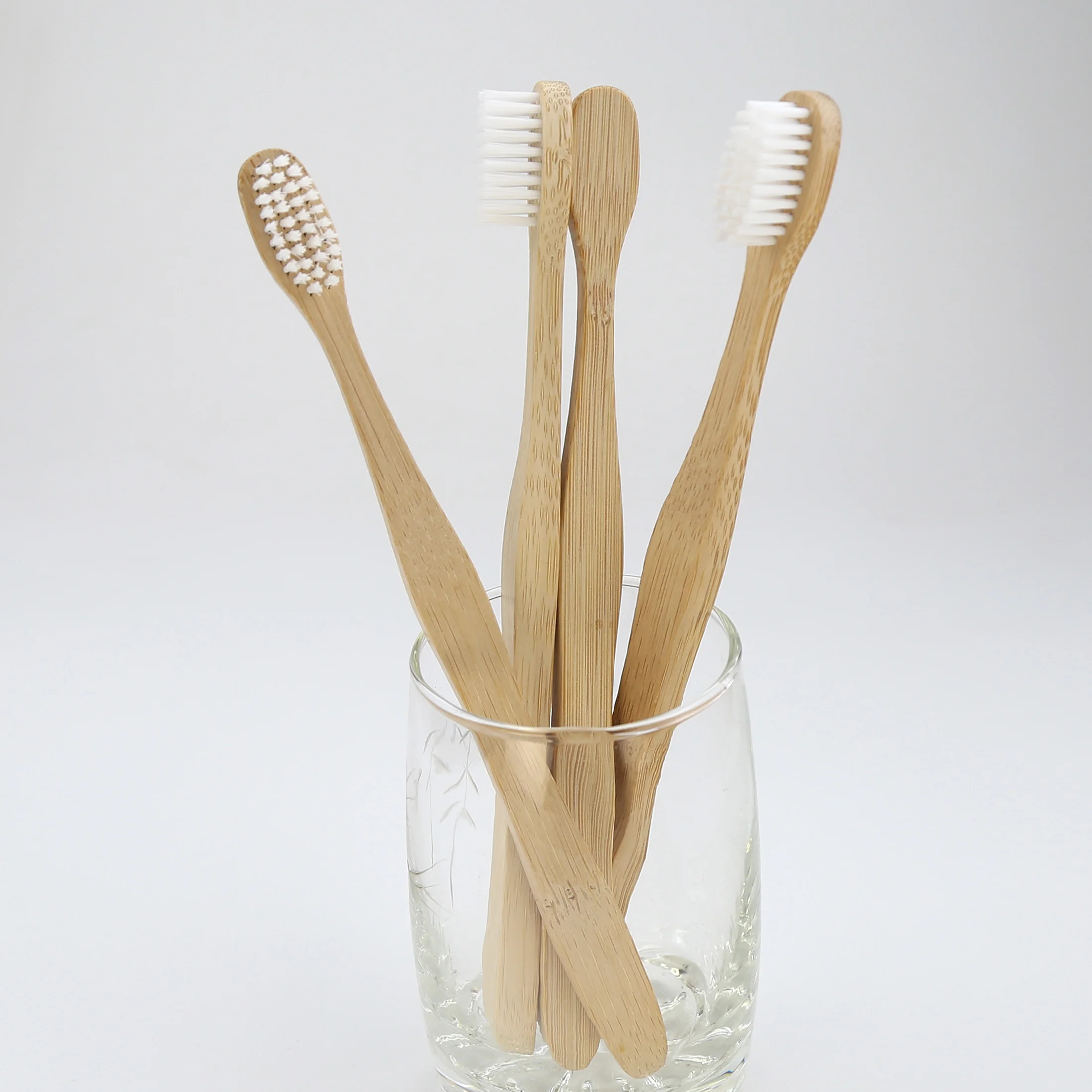 
vegan friendly natural handle biodegradable eco bamboo toothbrush with soft Nylon 1010 Dupont filaments and zero waste package 