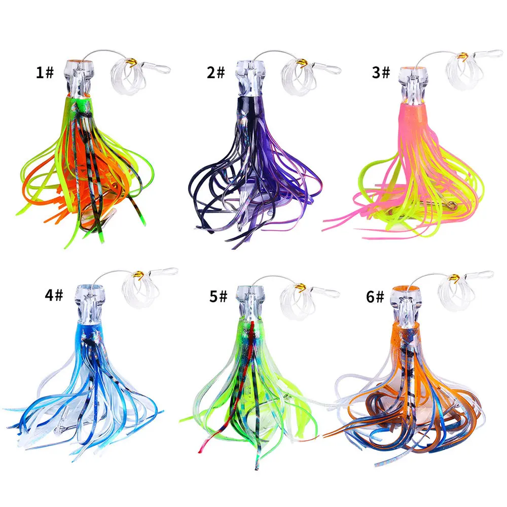 Wholesale 65g 100g 6Colors Soft Octopus Skirt Fishing Lure Deep Sea Trolling Fishing Bait 3D Eyes Buzzbait